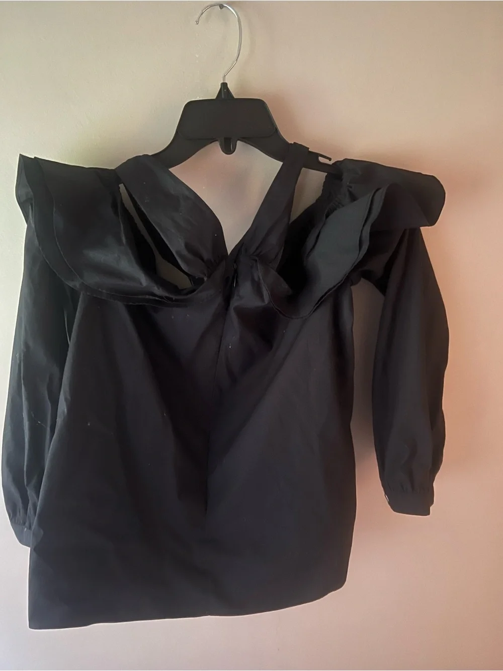 J. Crew Black Cold-Shoulder Ruffle Blouse